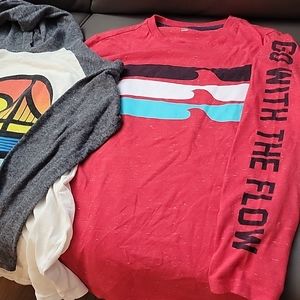 3 for $20 Two long sleeve shirts. One with a hoodie.